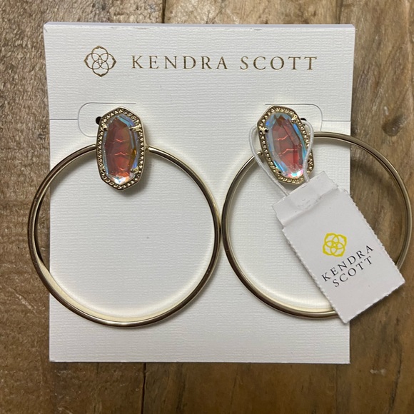 KENDRA SCOTT NWT Mayra Dichroic Glass Gold Hoop Earrings - Picture 3 of 9